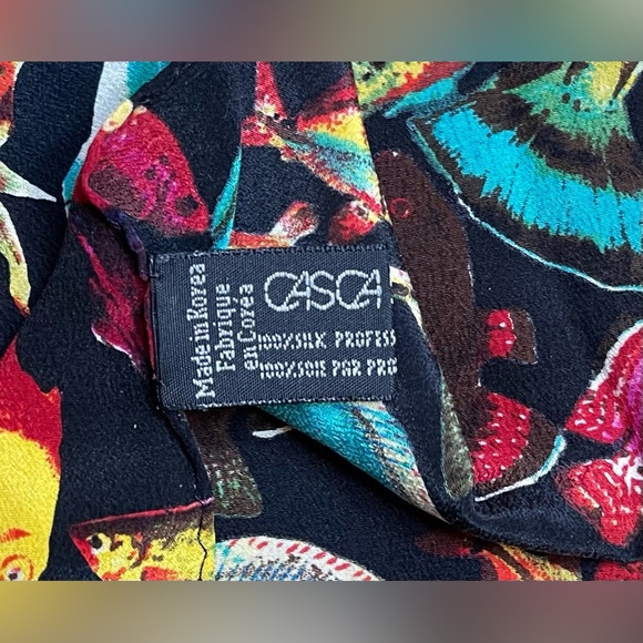 CASCA SCARFS 100% Silk Rectangle Scarf Colorful Tropical Fish Print 55” x 13.5” - Picture 5 of 5